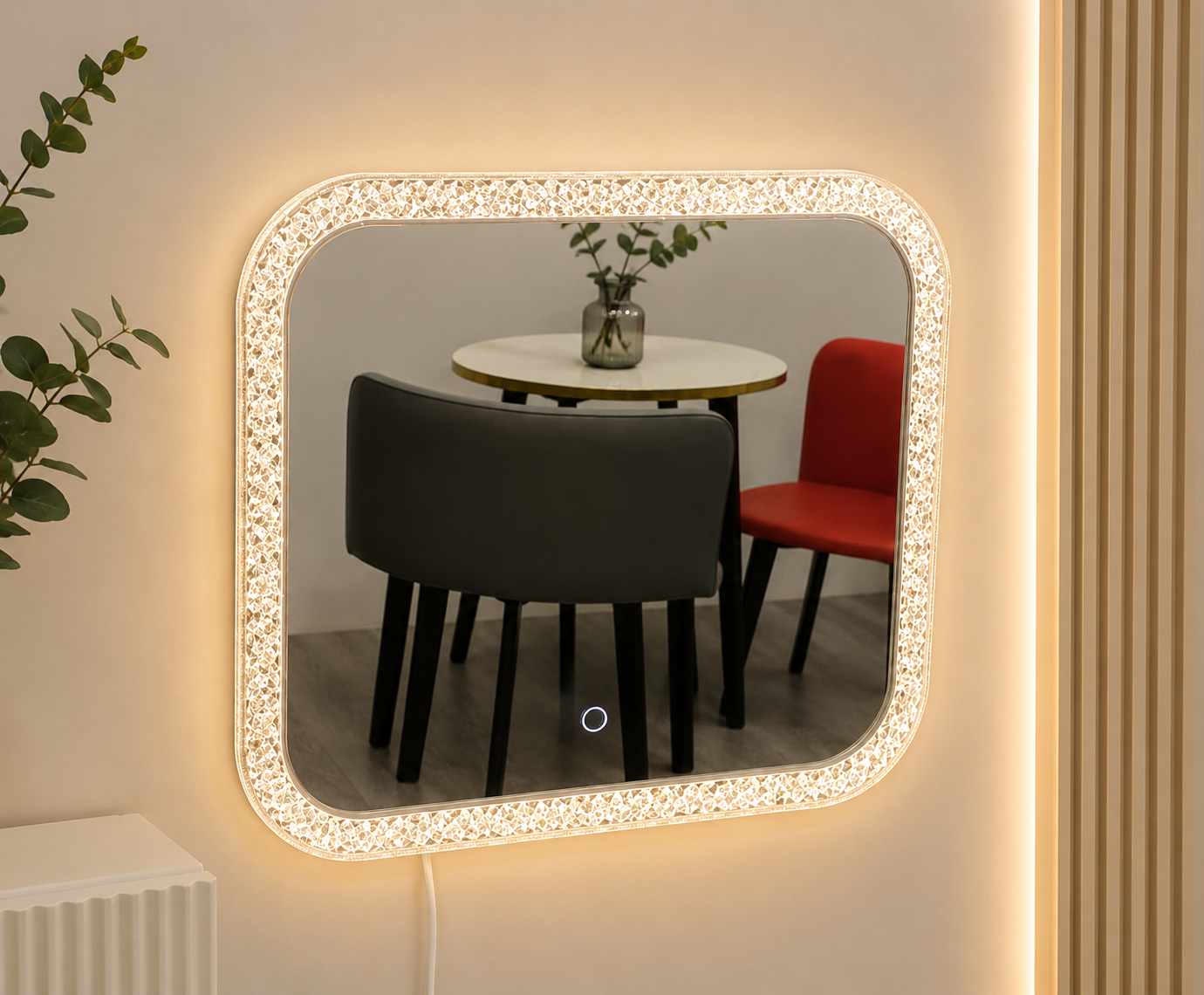 Espejo LED Decorativo de Pared con Marco Cristal Brillante