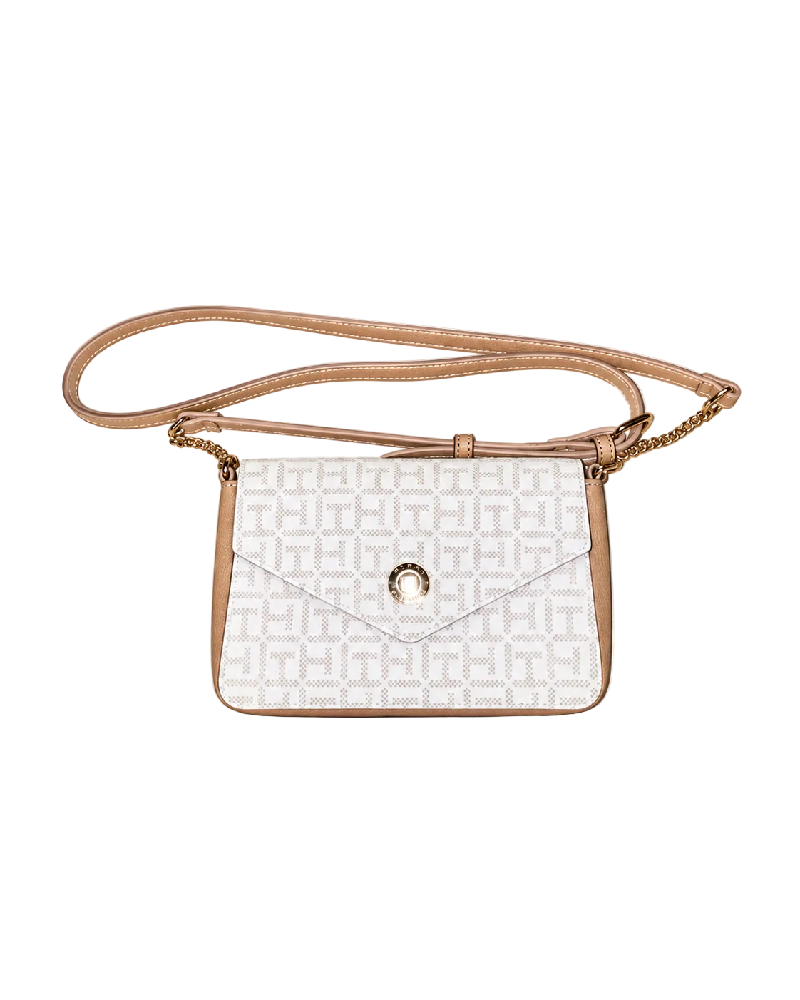 Cartera Tommy Hilfiger Crossbody Beige con Monograma
